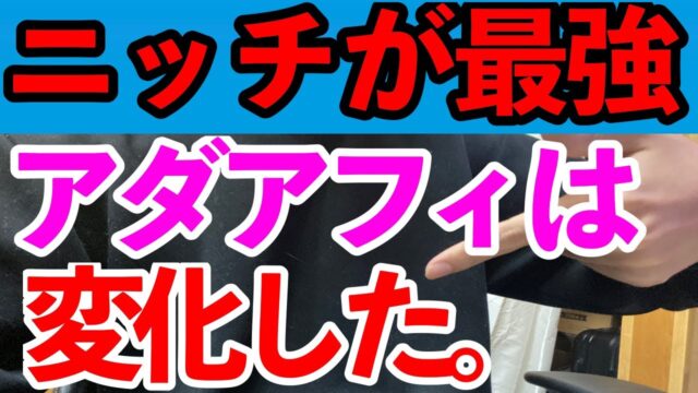 【結局ニッチ分野が最強!!!】これから競合多いアダアフィは稼げなくなります。